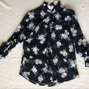 Express slim floral ruffle collar sheet portofino